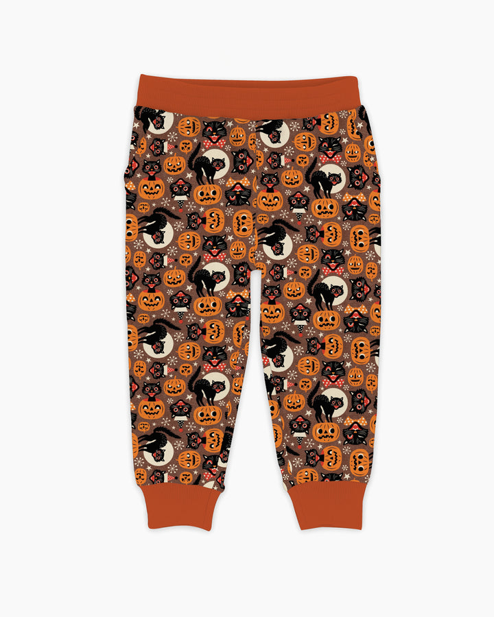 Vintage Halloween Black Cat Pumpkin Bamboo Jogger