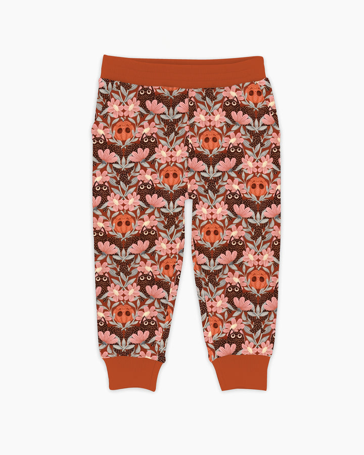 Spooky Owl Pumpkin Folk Floral Halloween Bamboo Jogger