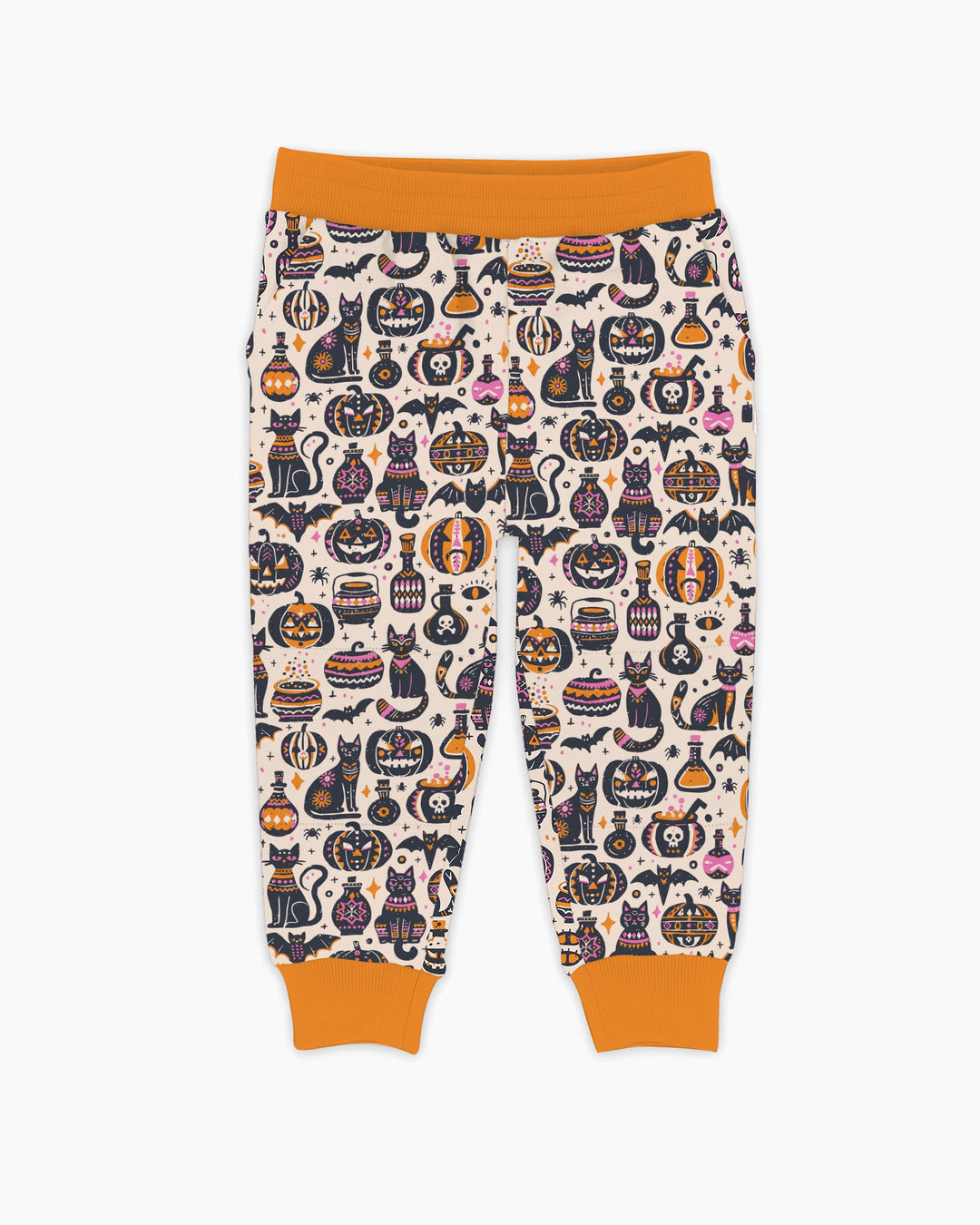 Whimsical Tribal Retro Halloween Black Cats Pumpkins Bamboo Jogger