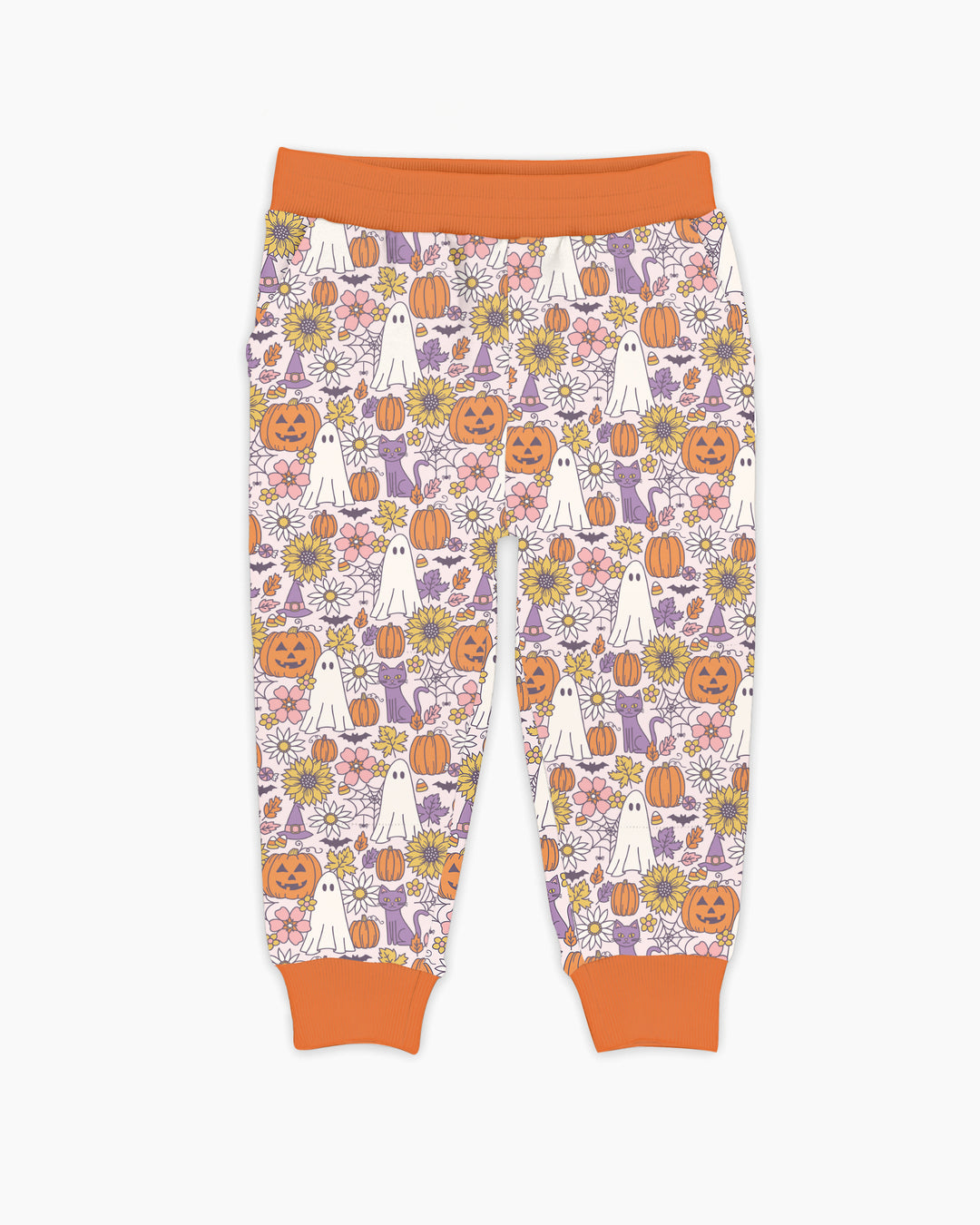 Ghost Pumpkin Fall Floral Halloween Bamboo Jogger