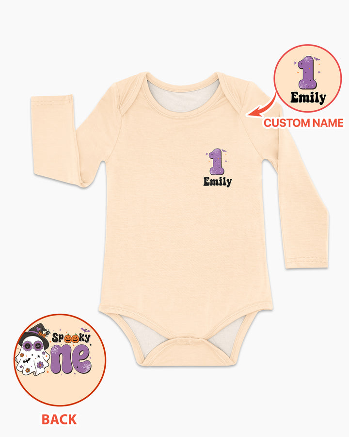Personalized Spooky One Coquette Halloween Birthday Bamboo Bodysuit