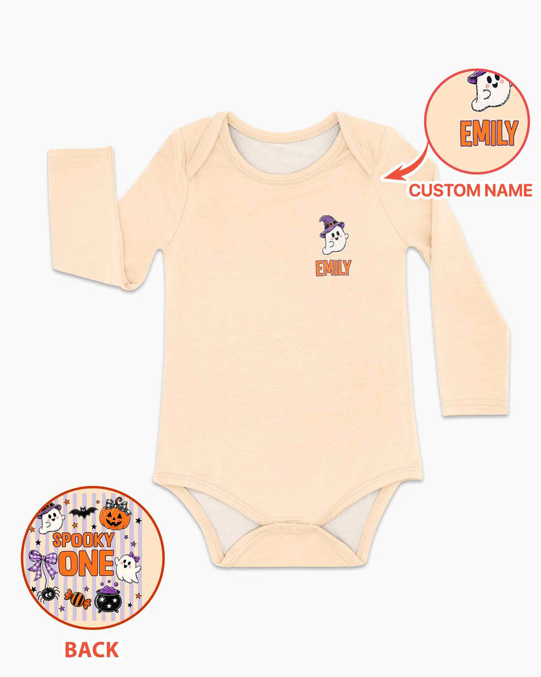 Custom Name Spooky One First Halloween Bamboo Bodysuit