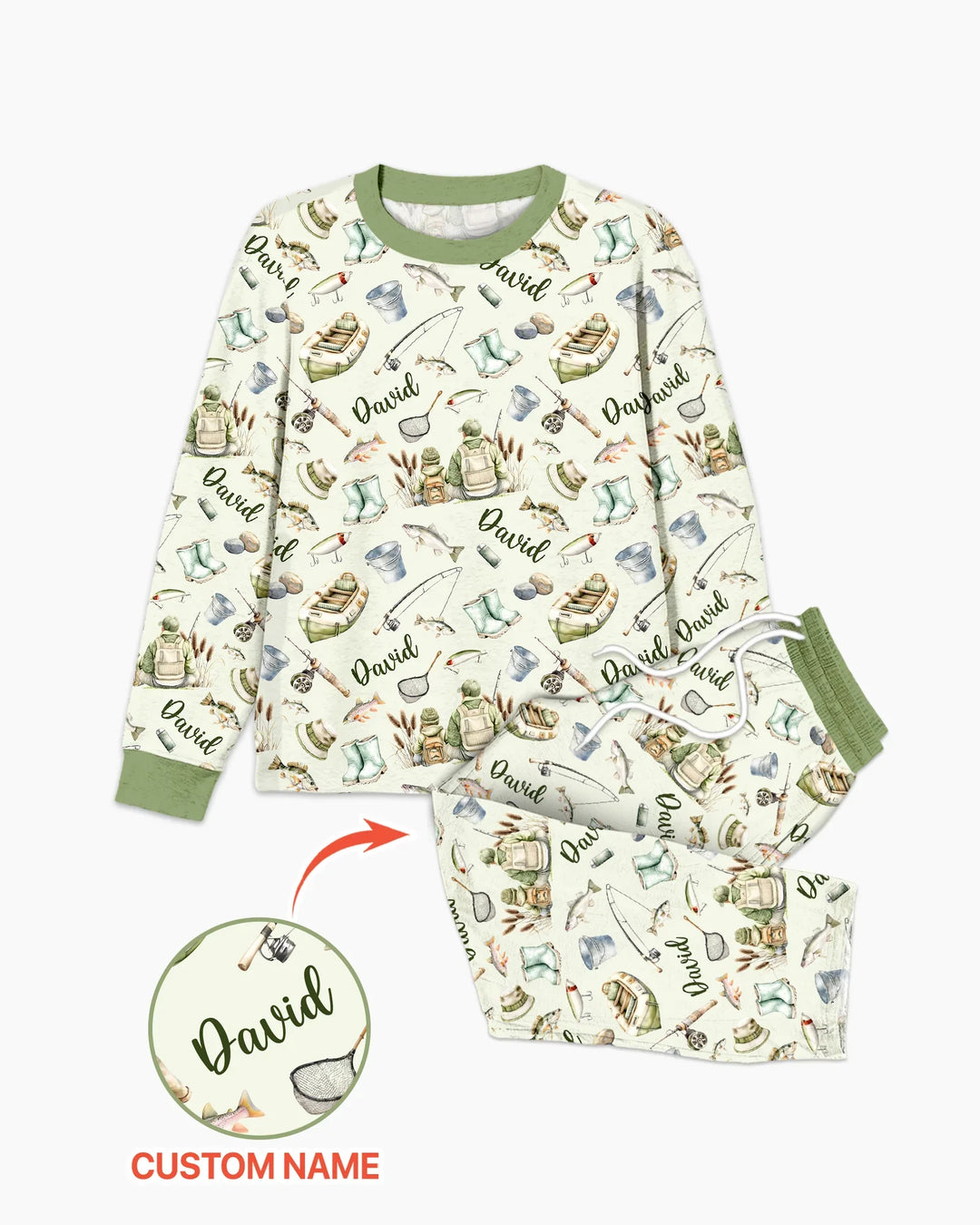 Custom Name Fishing Day Daddy & Me Matching Bamboo Men's Pajama Set