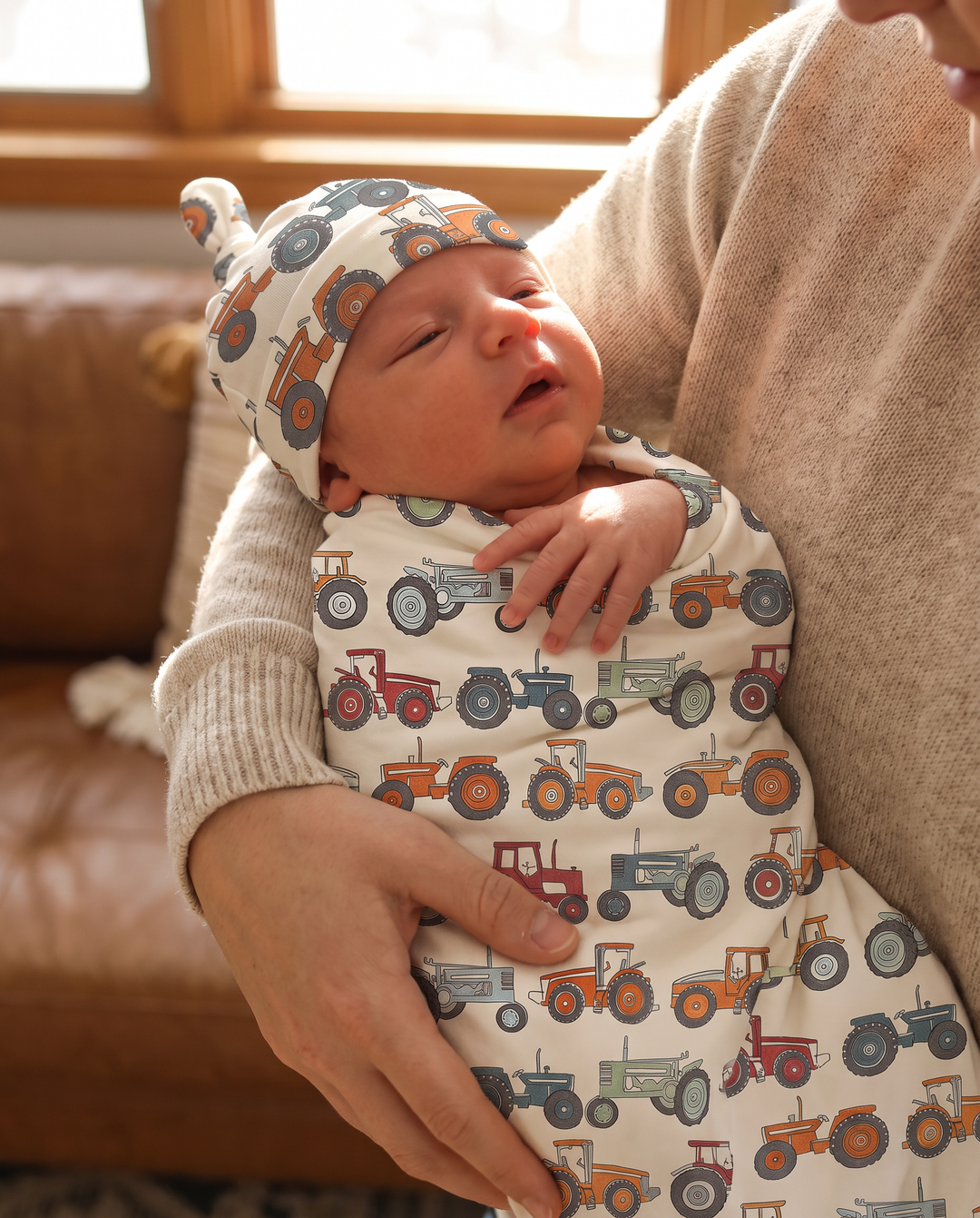 Tiny Tractors Bamboo Swaddle Blanket