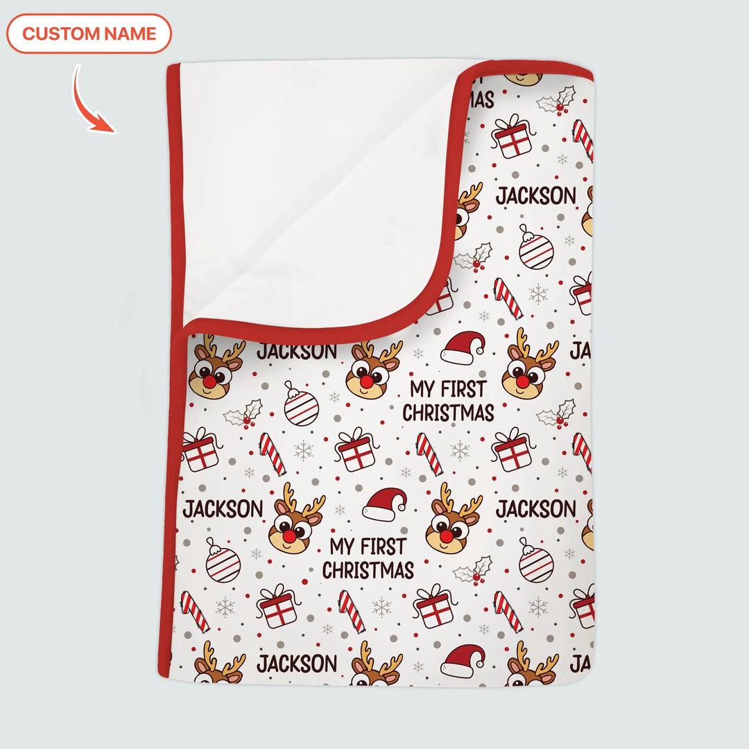 Reindeer Doodle My First Christmas Baby Blanket
