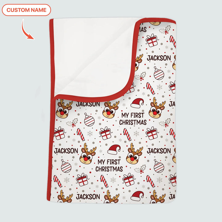 Reindeer Doodle My First Christmas Baby Blanket
