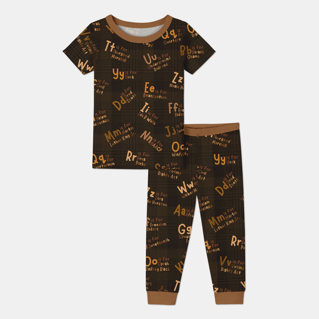 Black History Alphabet Two Piece Short Sleeve Pajama Set