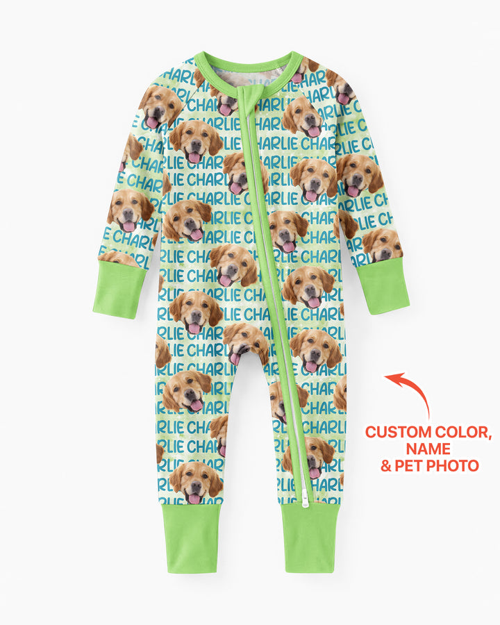 Custom Pet Photo With Name Watercolor Bamboo Convertible Zippy