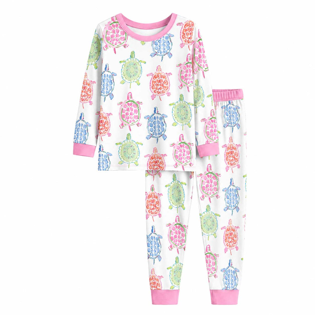 Tropical Turtle Garden Bamboo Two Piece Long Sleeve Pajama Set