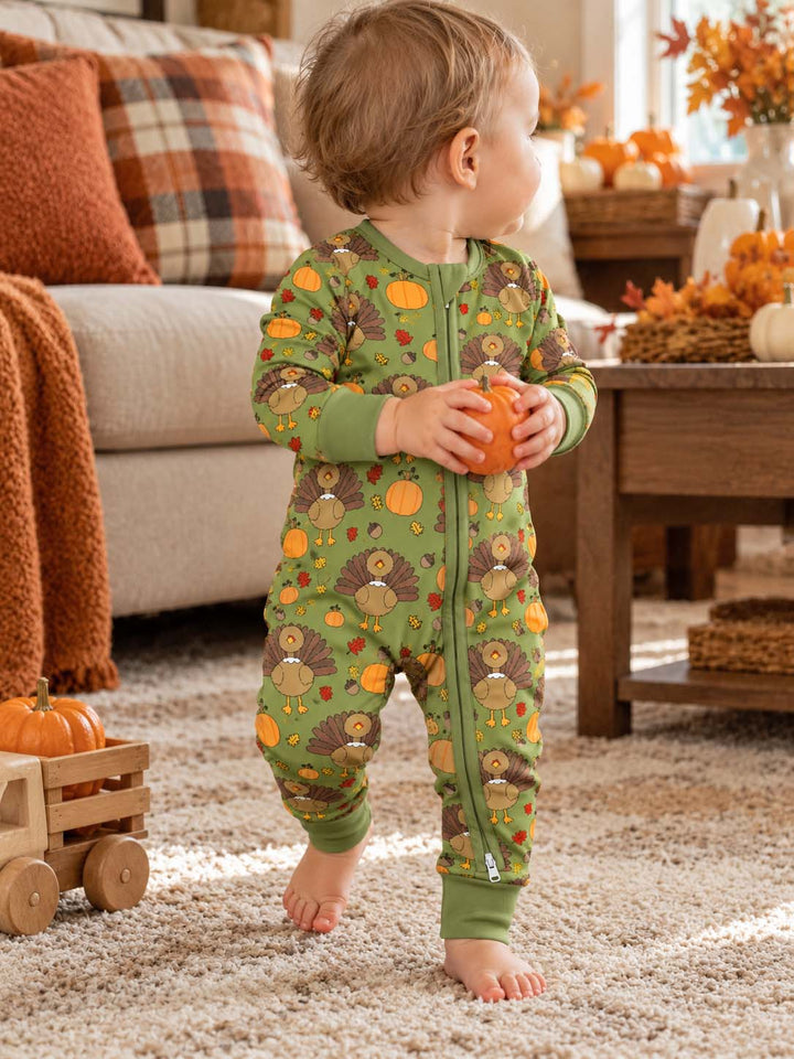 Turkey Pumpkin Fall Bamboo Convertible Zippy