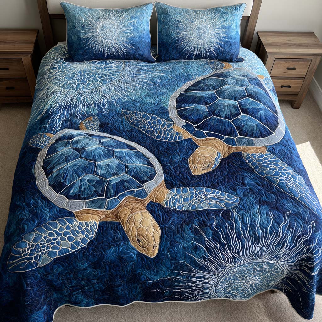 Turtle Harbor Bamboo Quilt Bedding Set