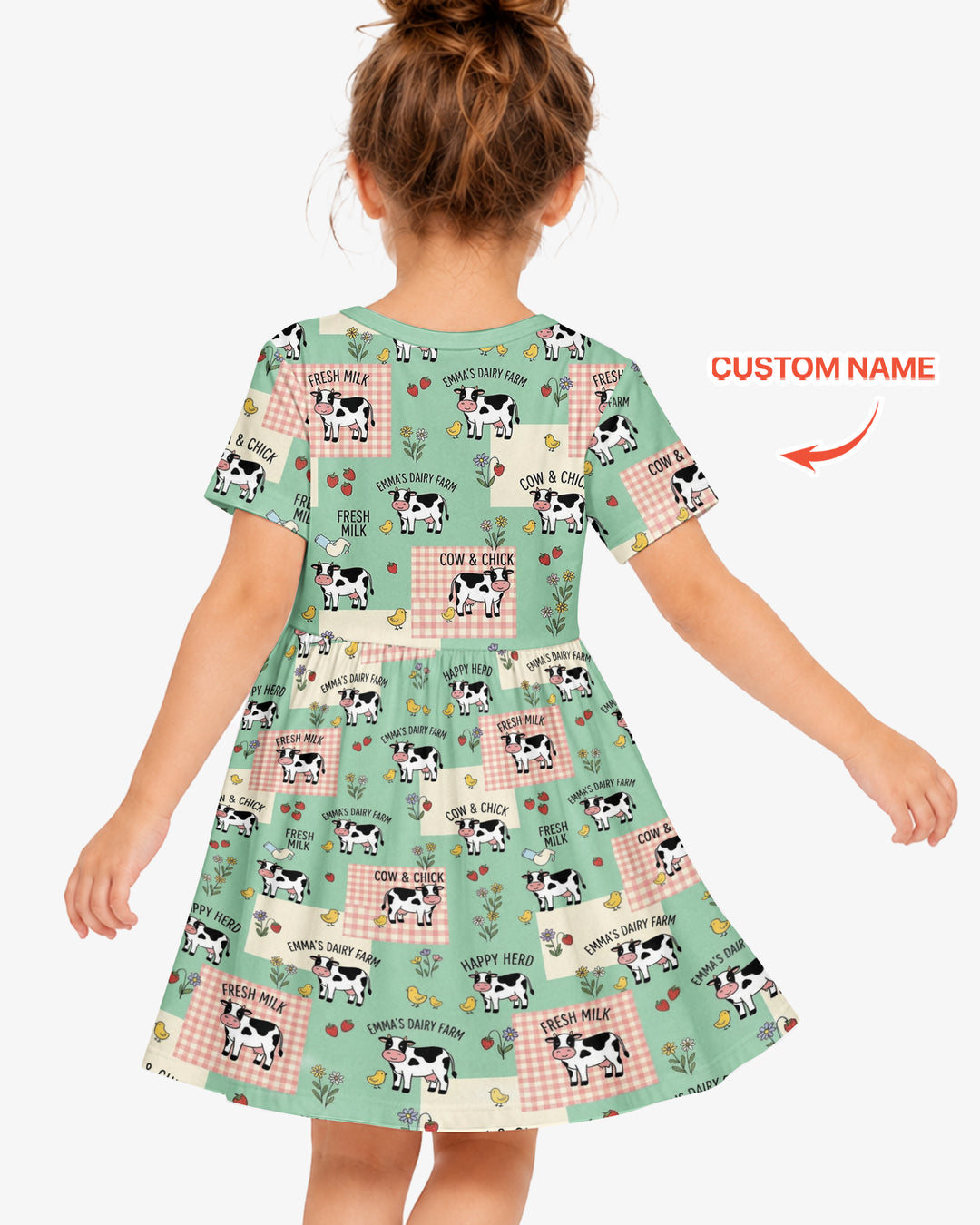 Custom Name Minty Farm And A Tiny Chick Bamboo Twirl Dress