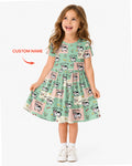 Custom Name Minty Farm And A Tiny Chick Bamboo Twirl Dress