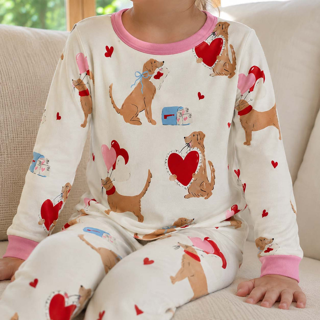 Valentine Love Dogs Bamboo Two Piece Long Sleeve Pajama Set