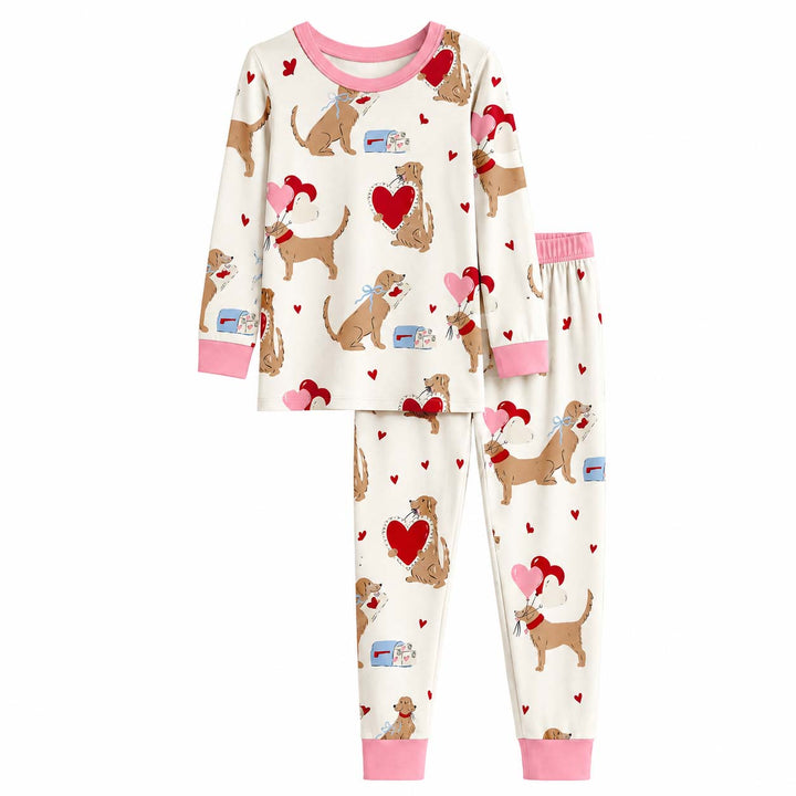 Valentine Love Dogs Bamboo Two Piece Long Sleeve Pajama Set