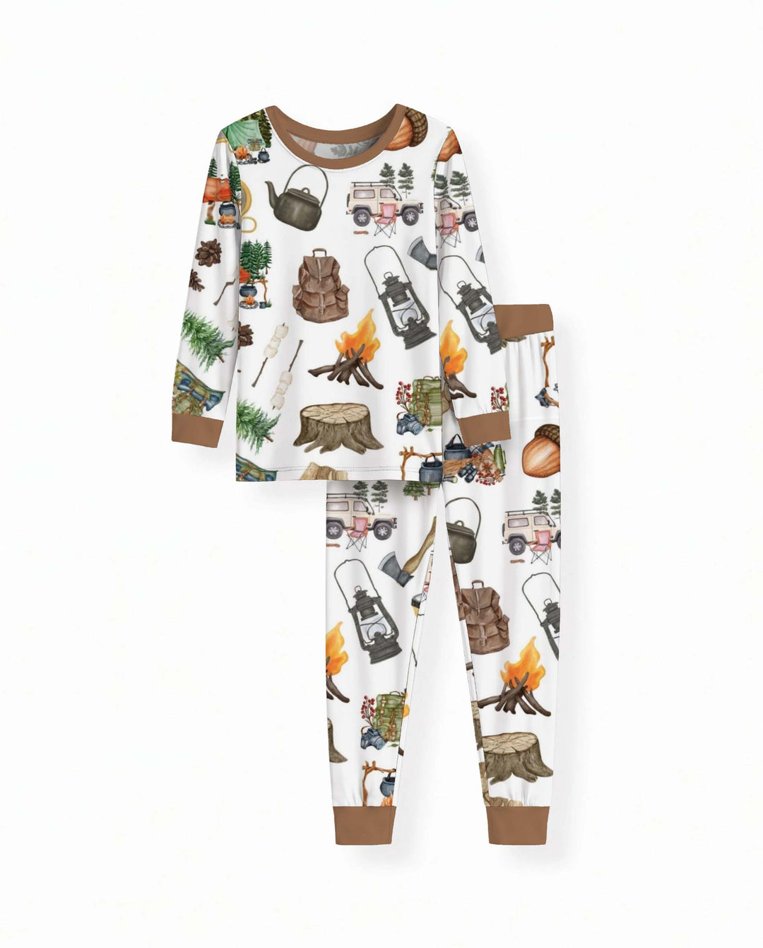 Vintage Camping Essentials Bamboo Two Piece Long Sleeve Pajama Set