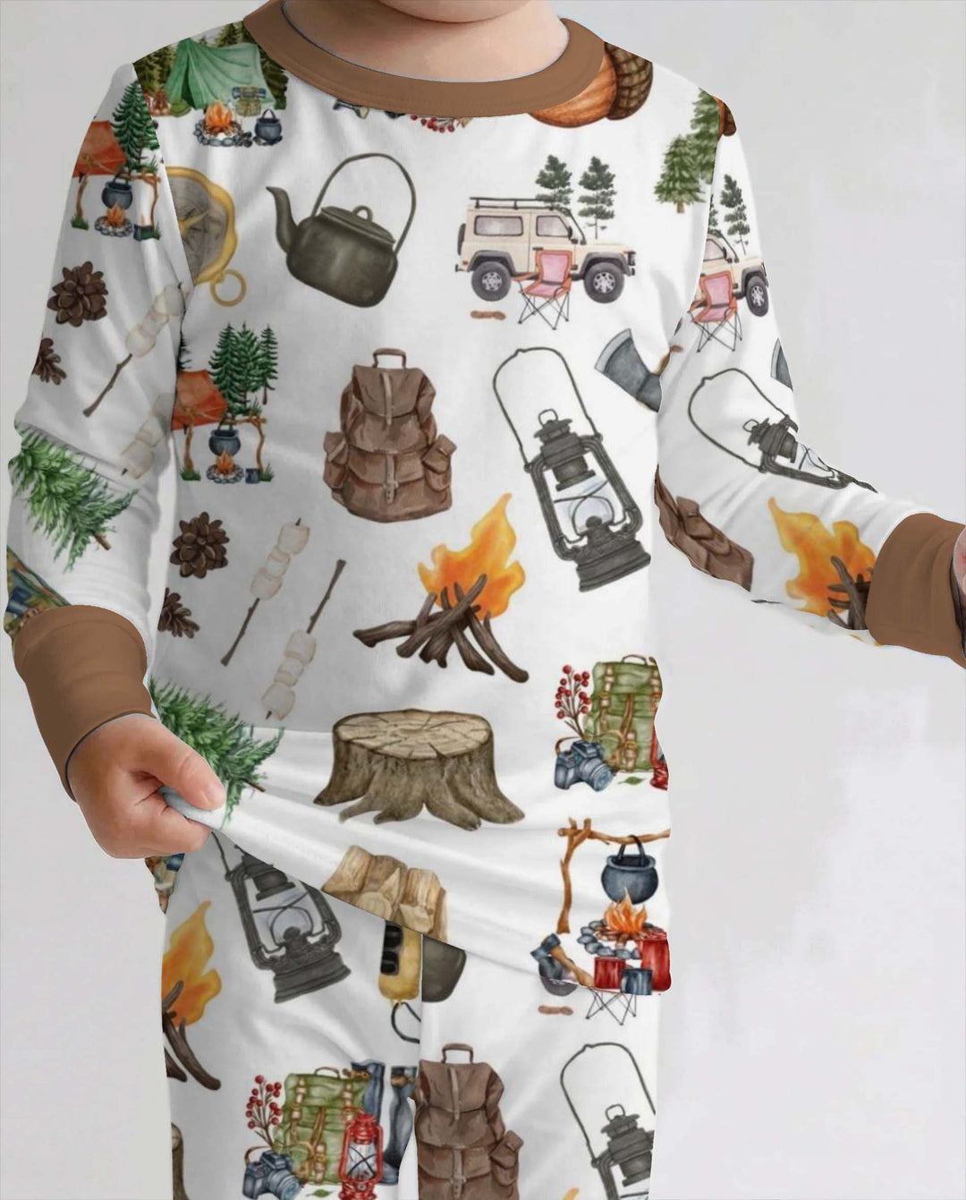 Vintage Camping Essentials Bamboo Two Piece Long Sleeve Pajama Set