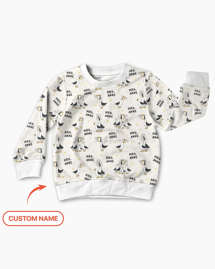 Personalisierter lustiger Möwen-Lehrer-Bambus-Rundhals-Sweatshirt