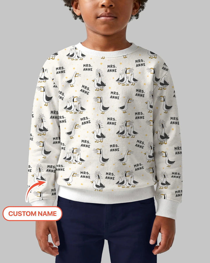 Personalisierter lustiger Möwen-Lehrer-Bambus-Rundhals-Sweatshirt