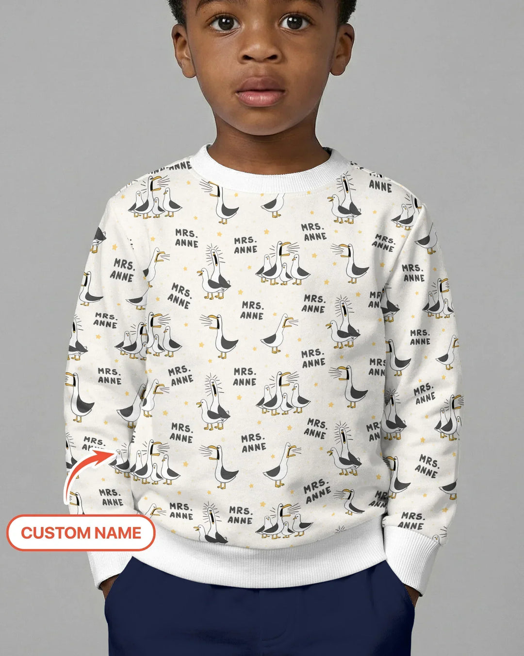 Personalisierter lustiger Möwen-Lehrer-Bambus-Rundhals-Sweatshirt