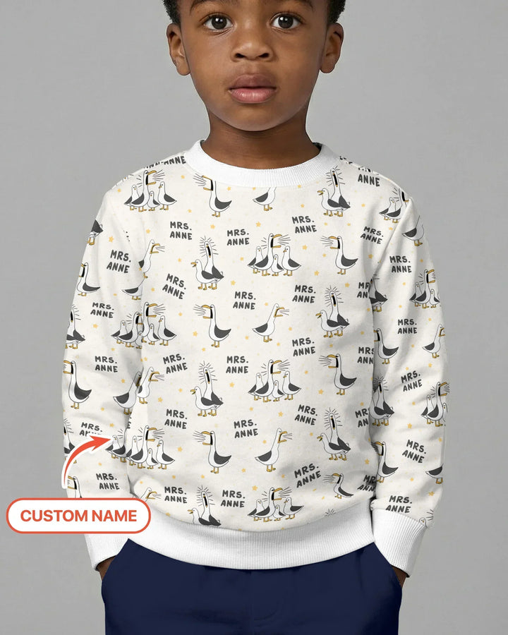 Personalisierter lustiger Möwen-Lehrer-Bambus-Rundhals-Sweatshirt