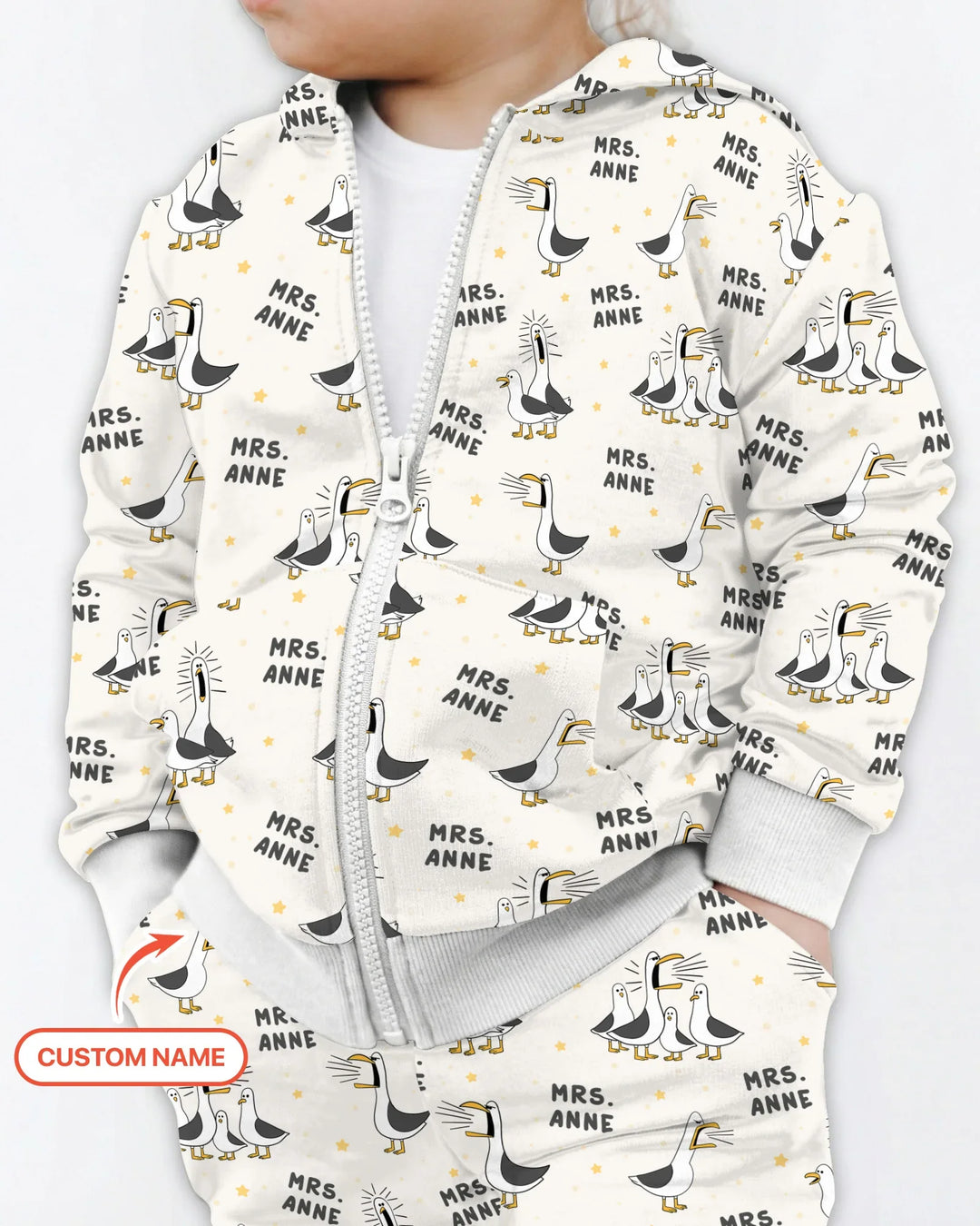 Custom Funny Seagulls Teacher Bamboo Zip Hoodie