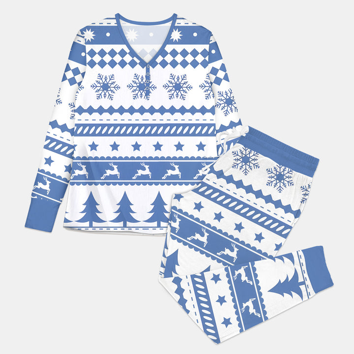Blue Fair Isle Women Pajama Set