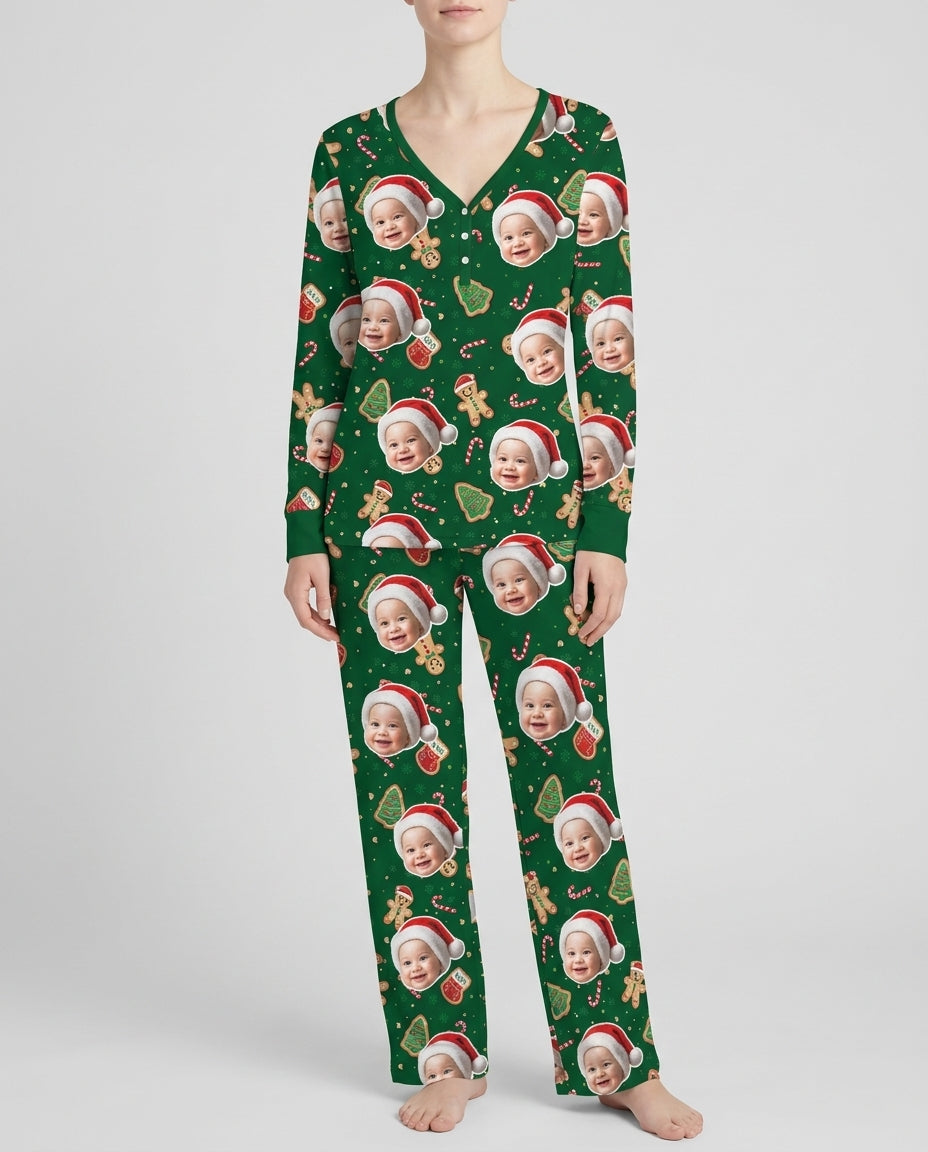 Custom Photo Funny Family Bamboo Women Pajama Set