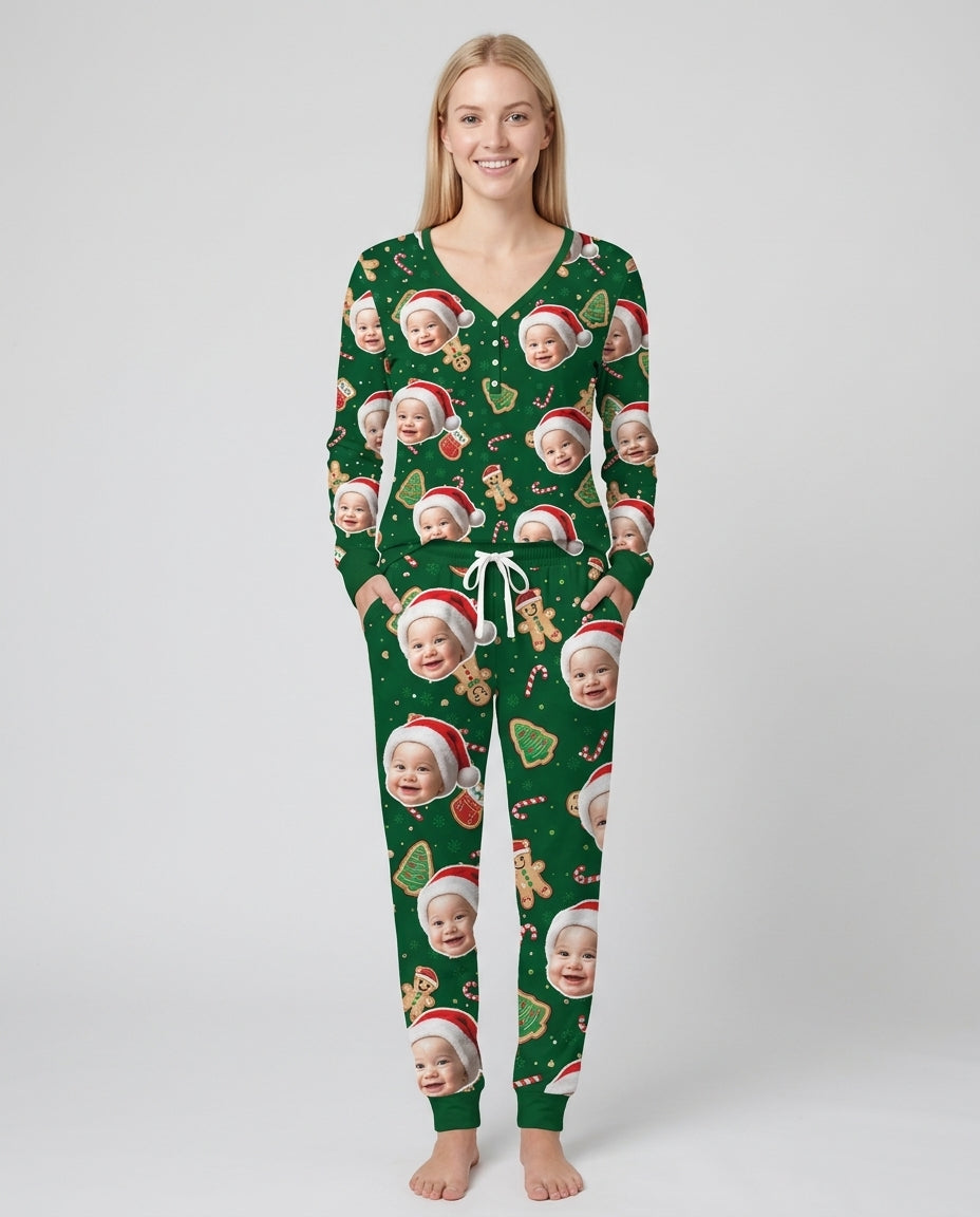Custom Photo Funny Family Bamboo Women Pajama Set