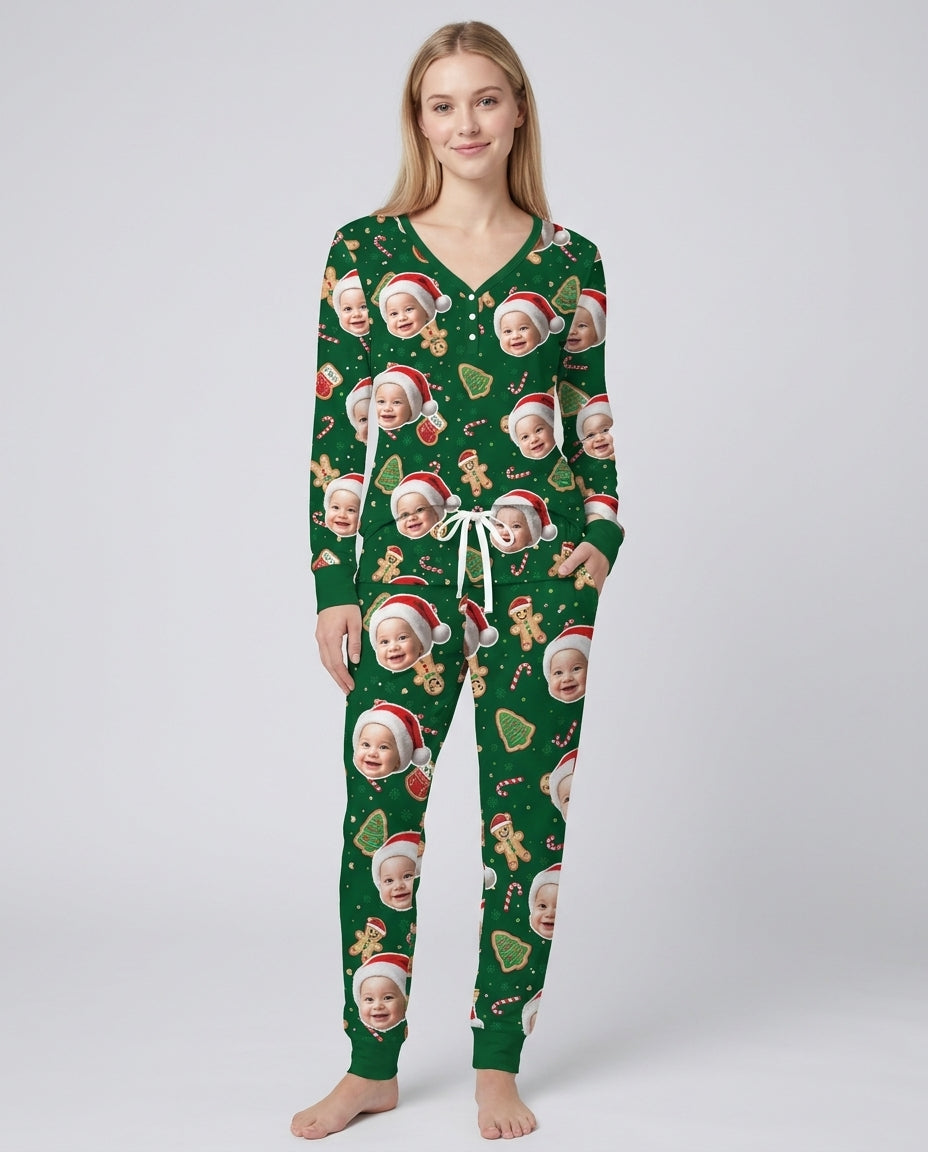 Custom Photo Funny Family Bamboo Women Pajama Set