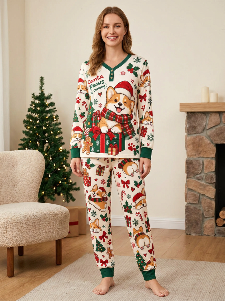 Santa Paws Holiday Surprise Bamboo Women Pajama Set