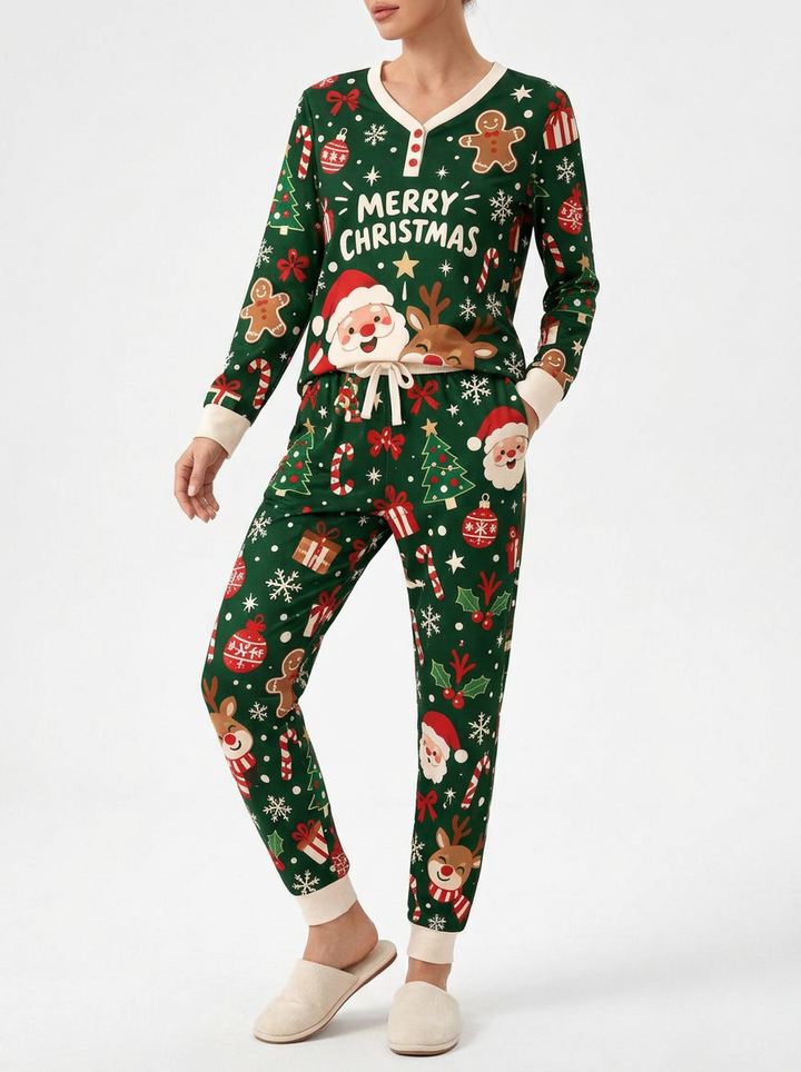 Jolly Santa Friends Bamboo Women Pajama Set