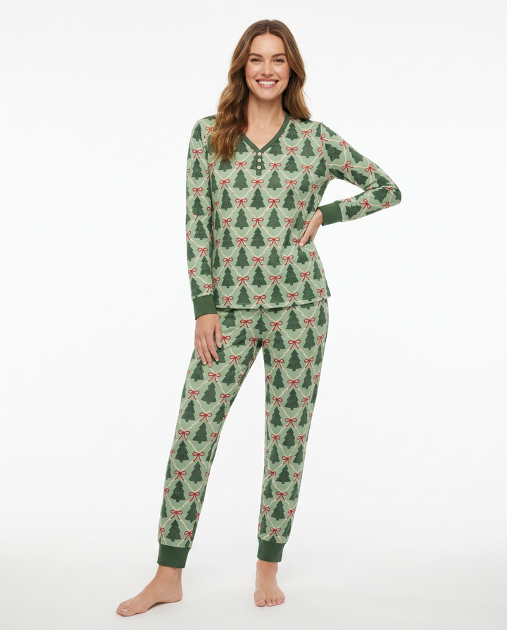 Coquette Christmas Tree Club Bamboo Women Pajama Set