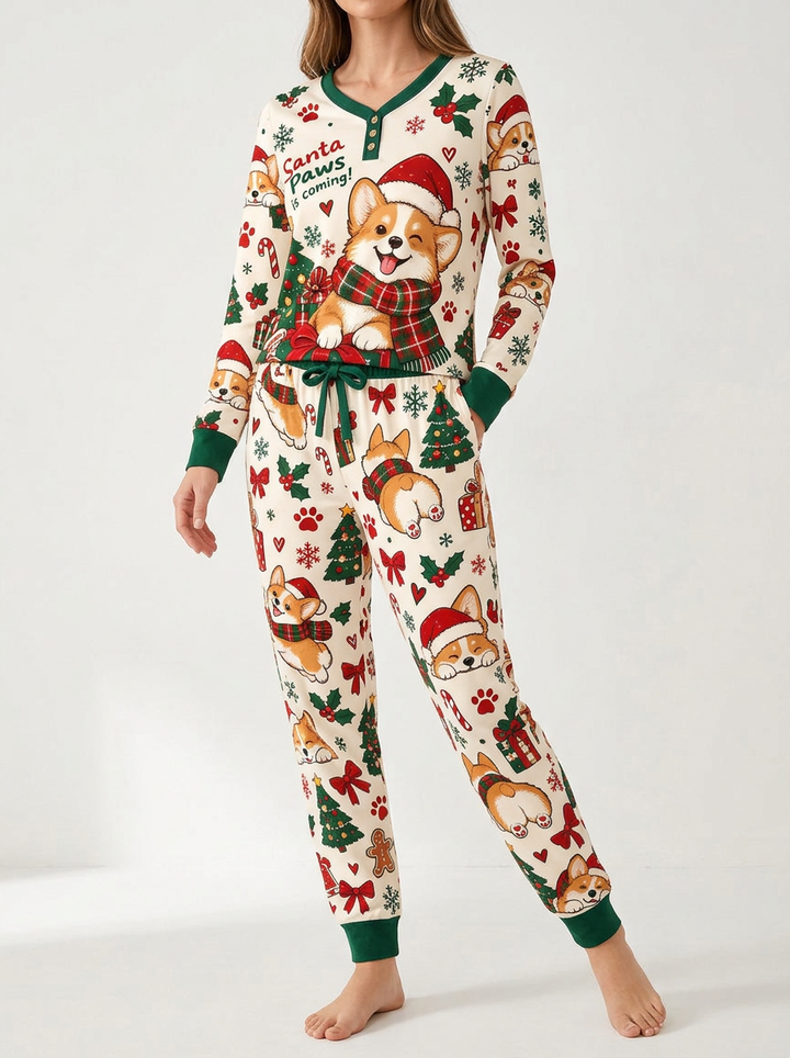 Santa Paws Holiday Surprise Bamboo Women Pajama Set