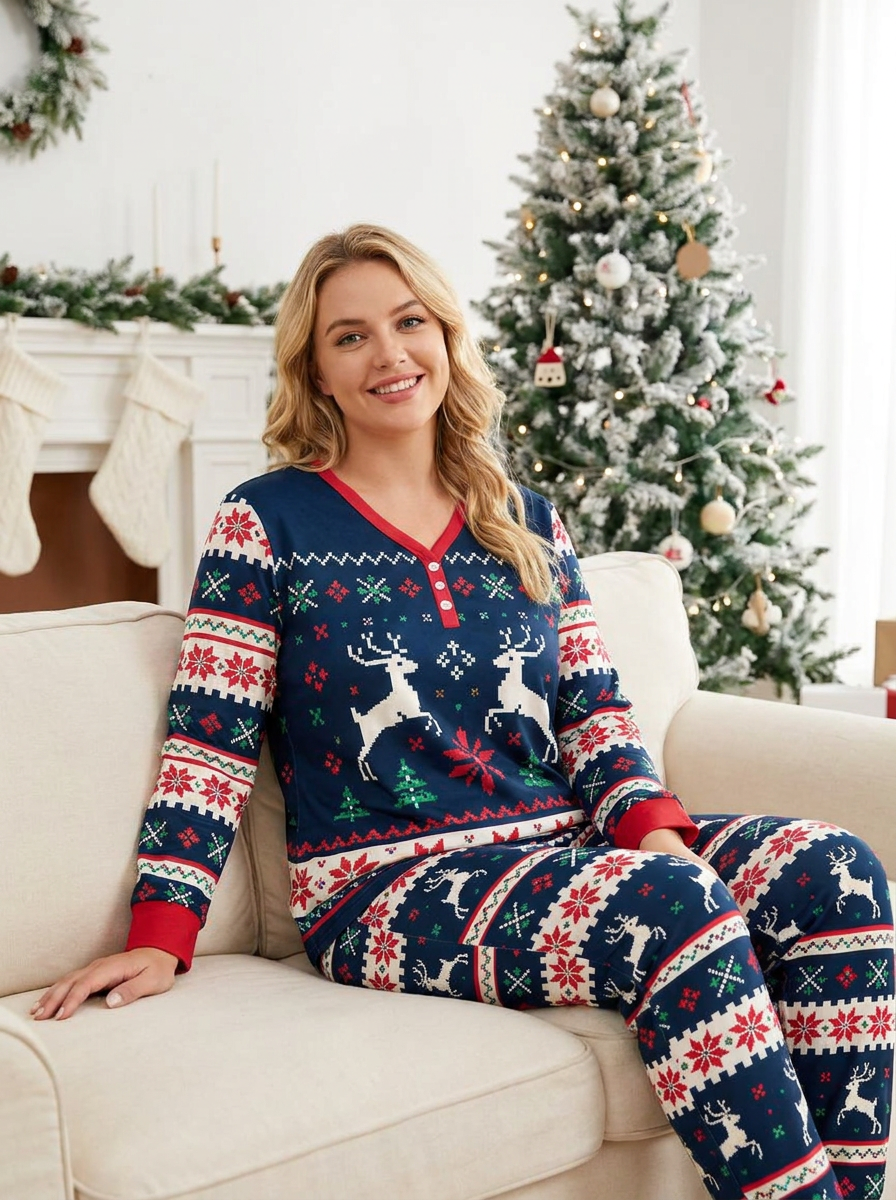 Classic Fair Isle Winter Bamboo Women Pajama Set
