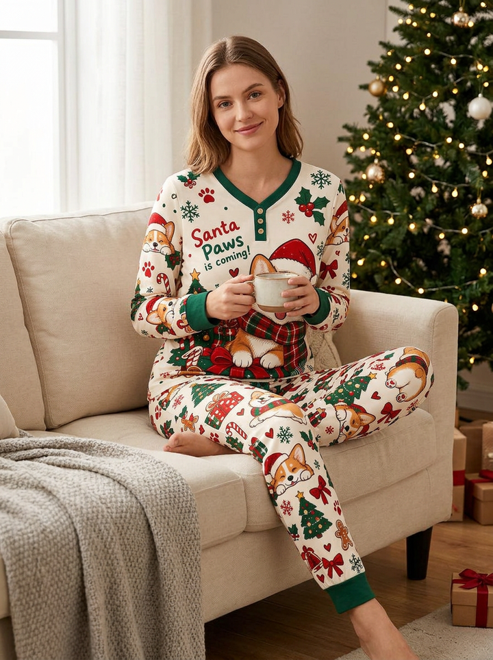 Santa Paws Holiday Surprise Bamboo Women Pajama Set
