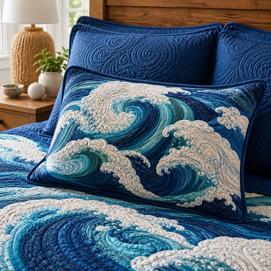 Wave Journey Bamboo Quilt Pillow Case