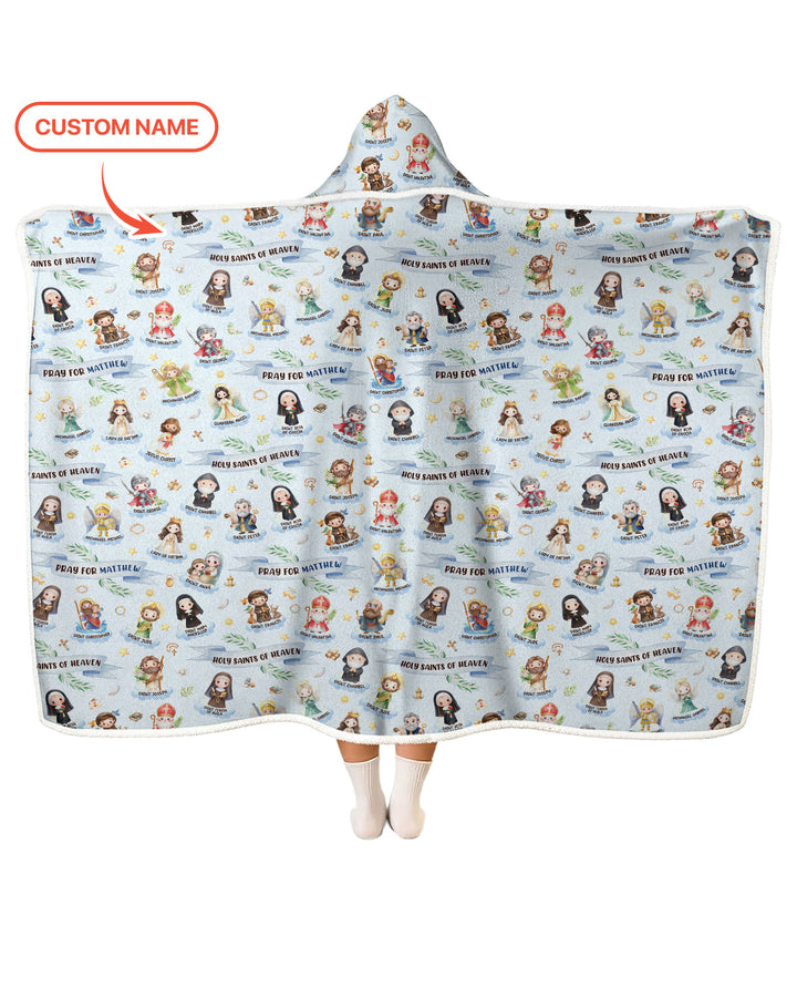 Holy Saints of Heaven Custom Name Bamboo Wearable Hooded Blanket