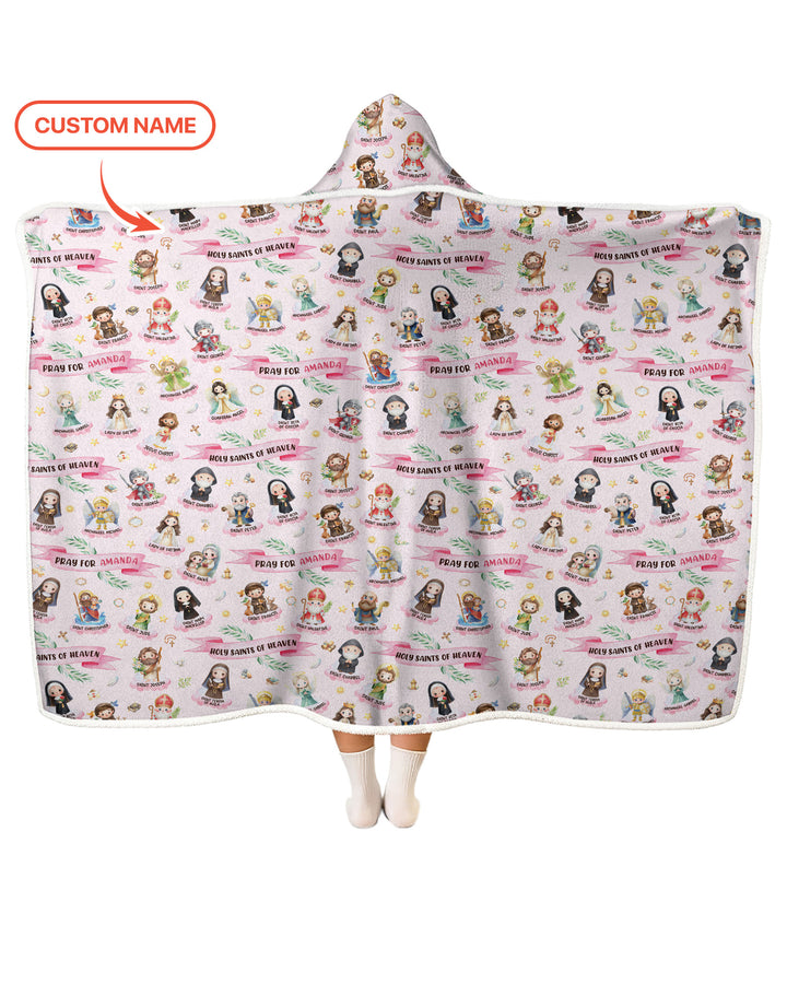 Holy Saints of Heaven Custom Name Bamboo Wearable Hooded Blanket