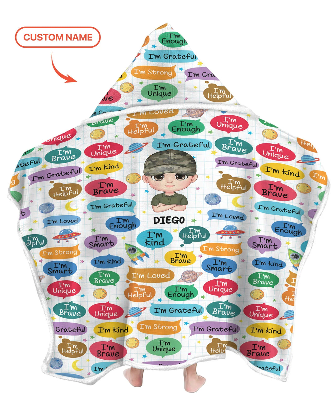 Personalized I'm Kind I'm Brave Wearable Hooded Blanket