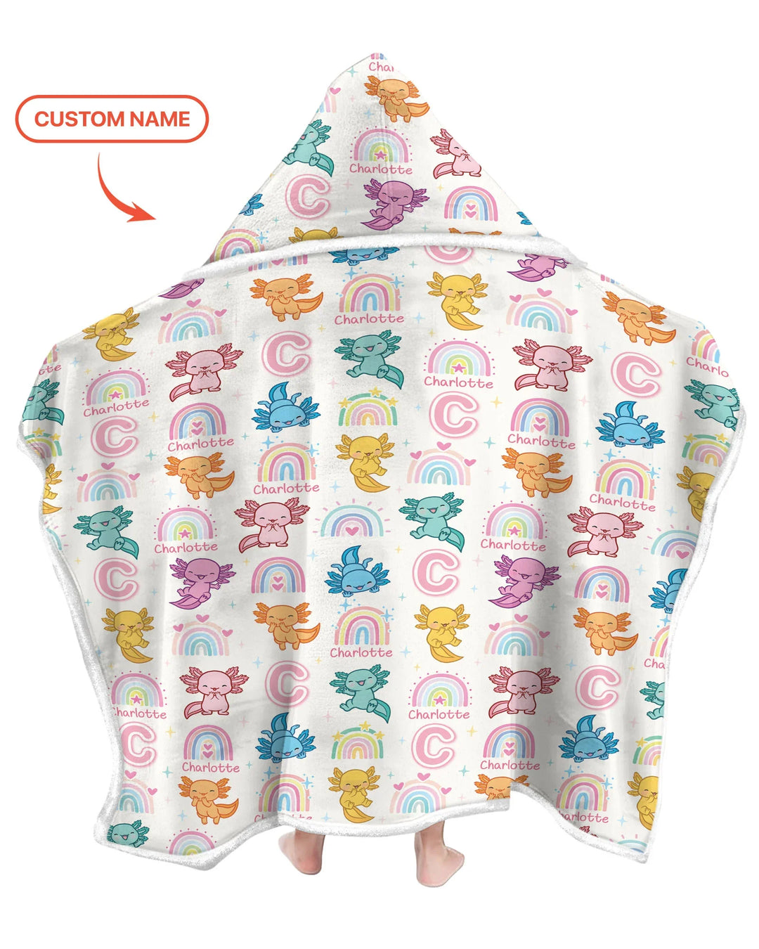 Axololt Custom Name Wearable Hooded Blanket