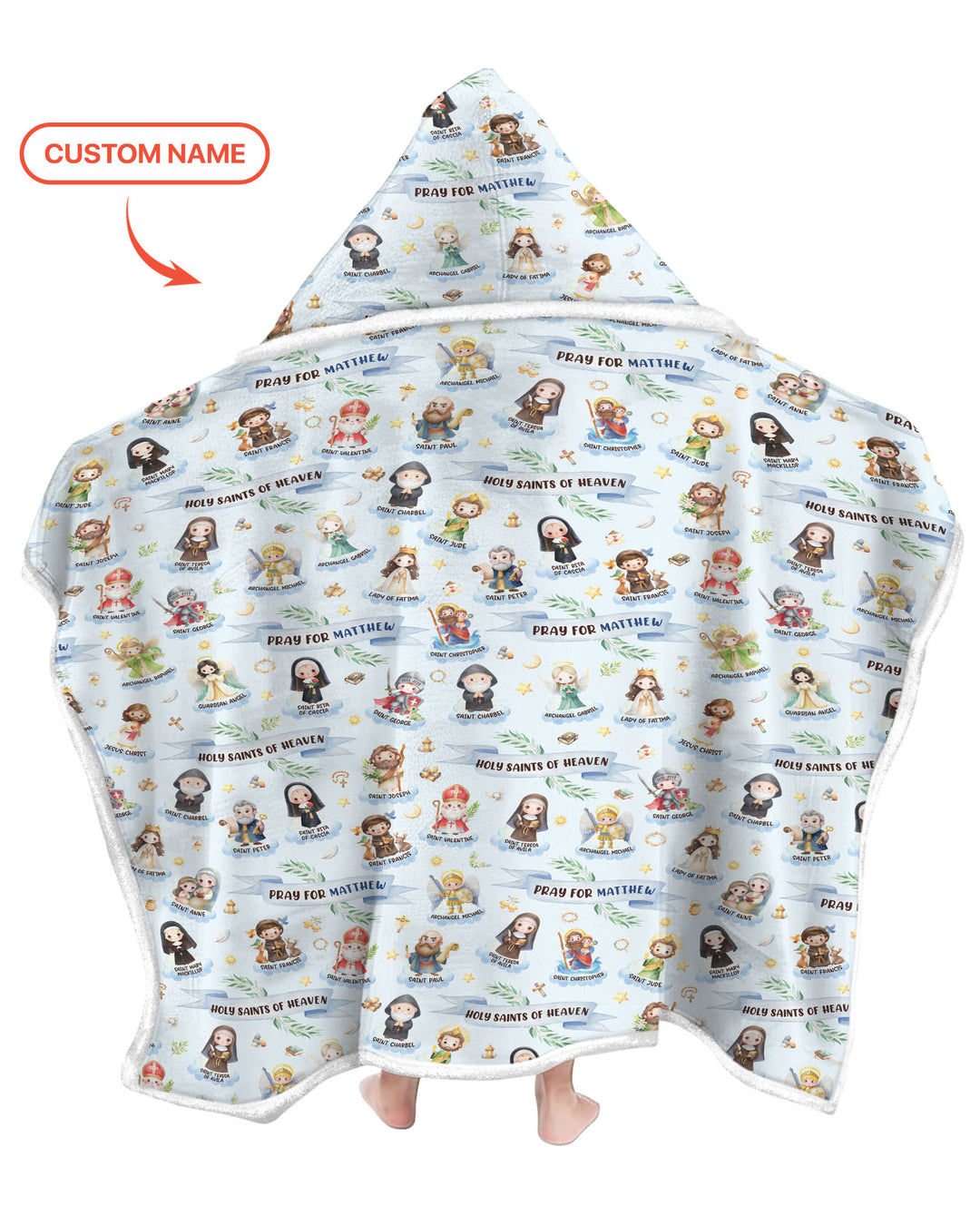 Holy Saints of Heaven Custom Name Bamboo Wearable Hooded Blanket