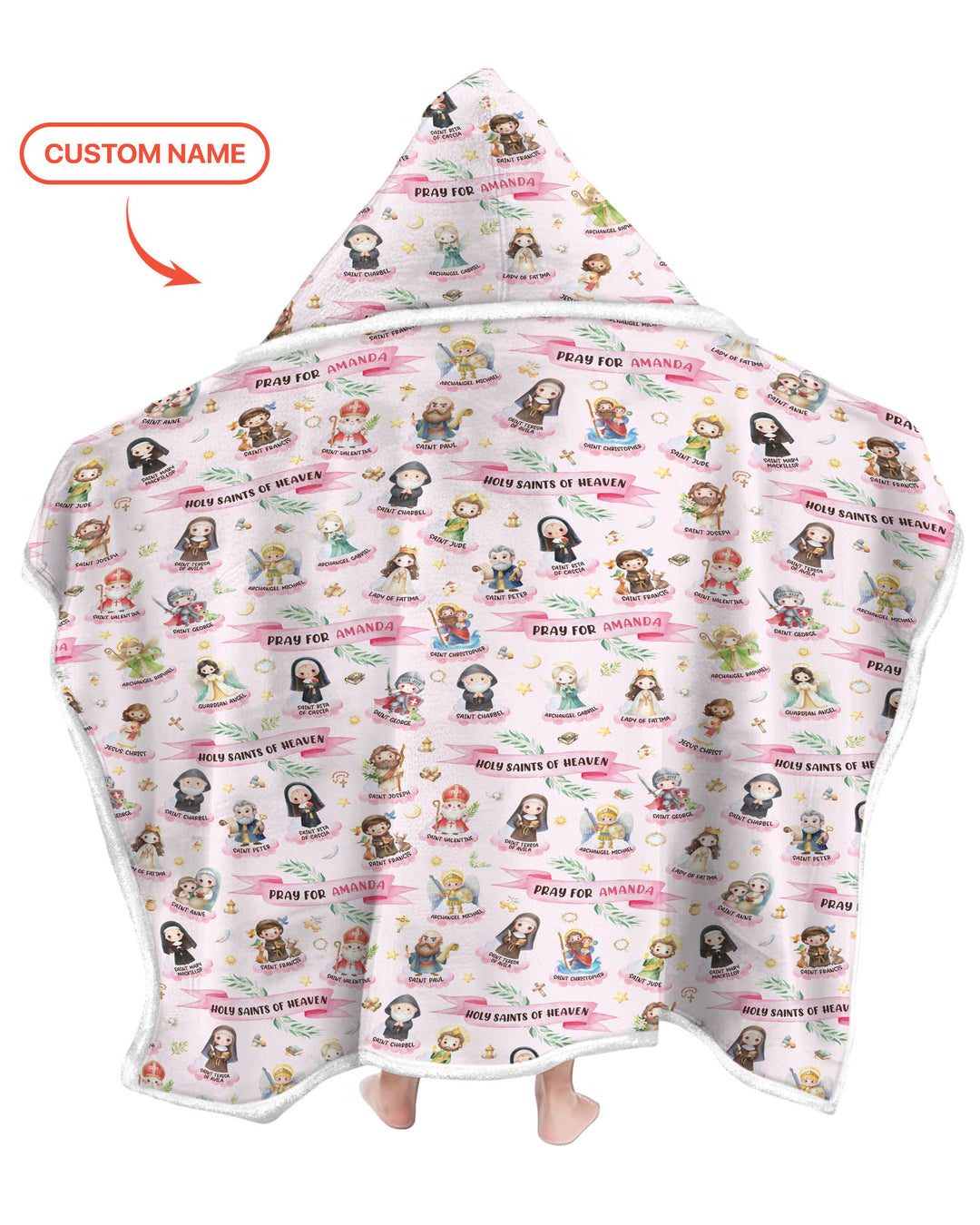 Holy Saints of Heaven Custom Name Bamboo Wearable Hooded Blanket