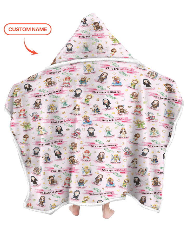 Holy Saints of Heaven Custom Name Bamboo Wearable Hooded Blanket