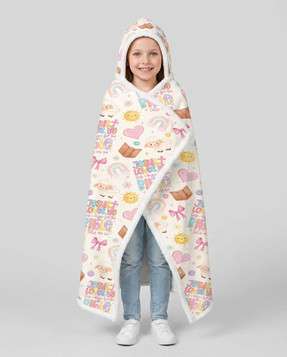 Jesus Loves Me This I Know Bamboo Wearable Hooded Blanket