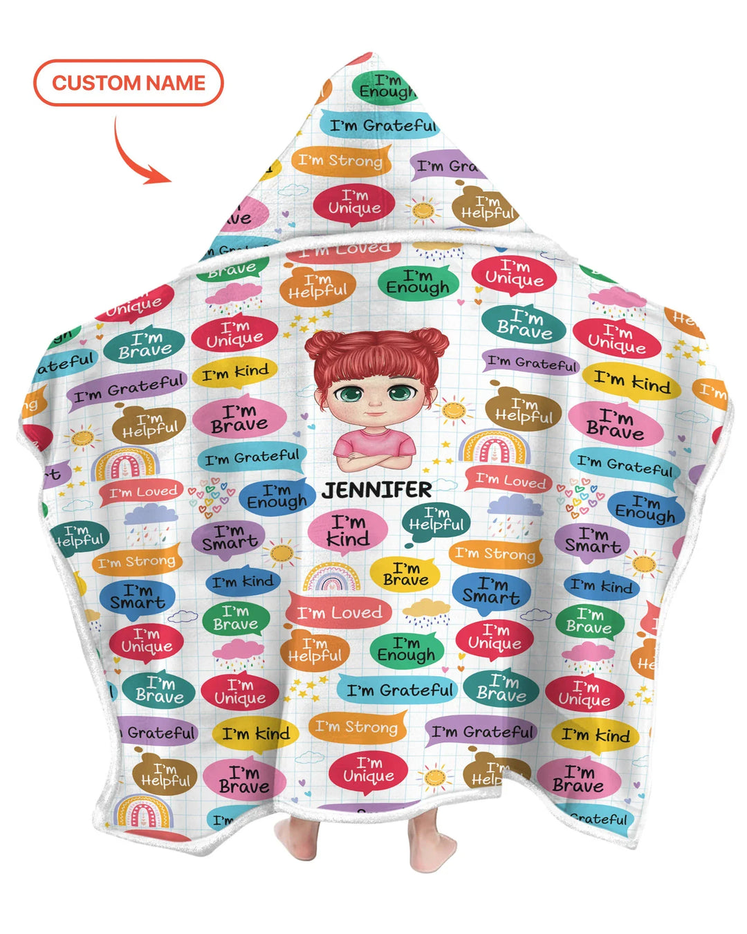 Personalized I'm Kind I'm Brave Wearable Hooded Blanket