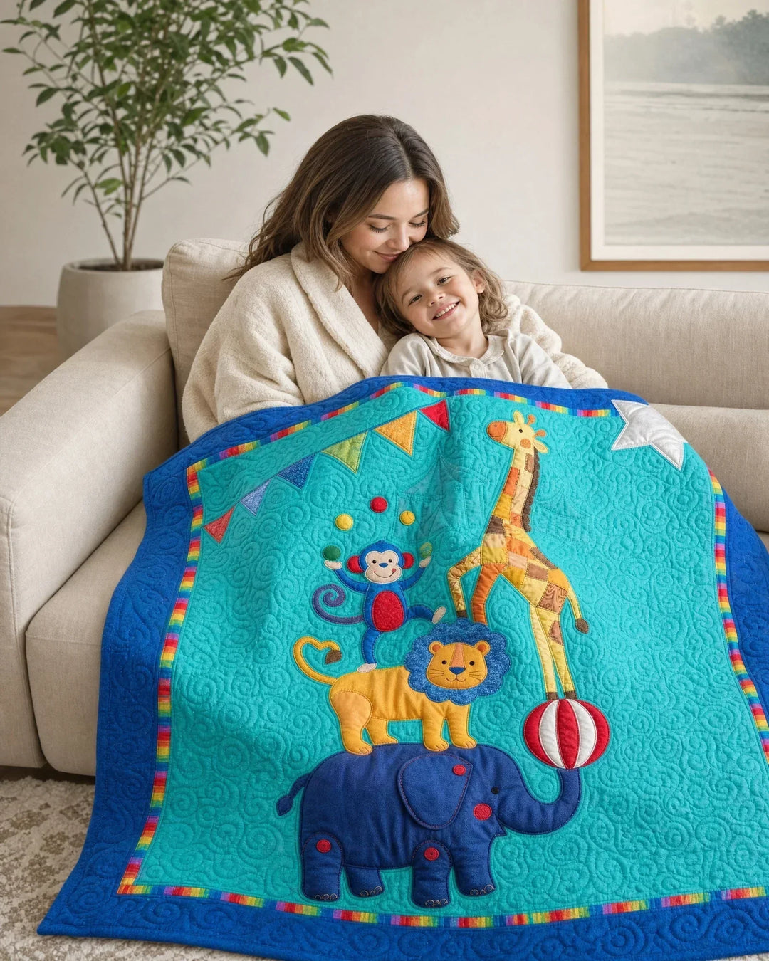 Whimsical Circus Bamboo Quilt Blanket
