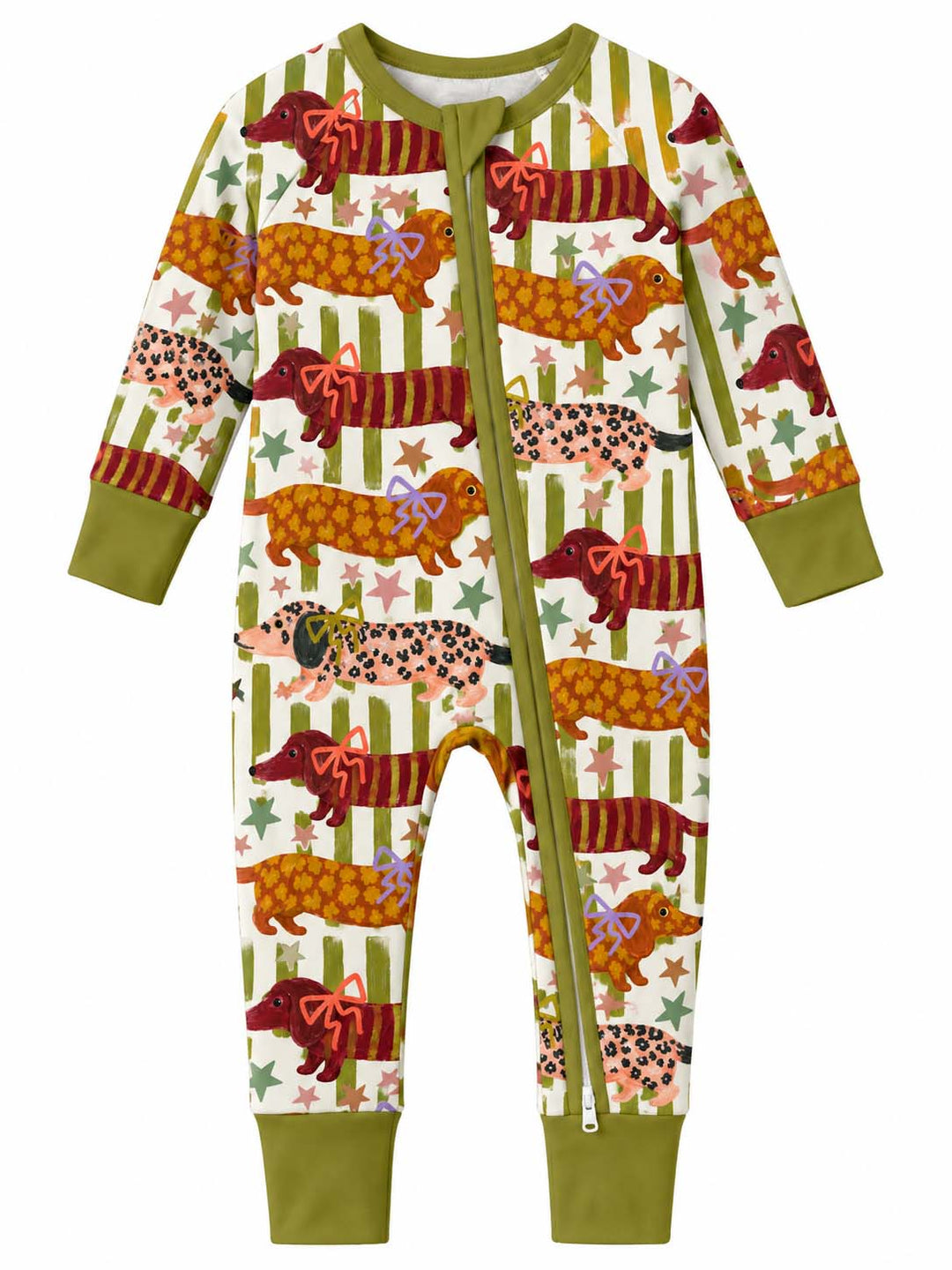 Whimsical Dachshund Bow Bamboo Convertible Zippy