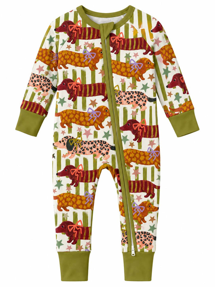 Whimsical Dachshund Bow Bamboo Convertible Zippy