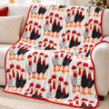Whimsical Folk Chickens Bamboo Blanket
